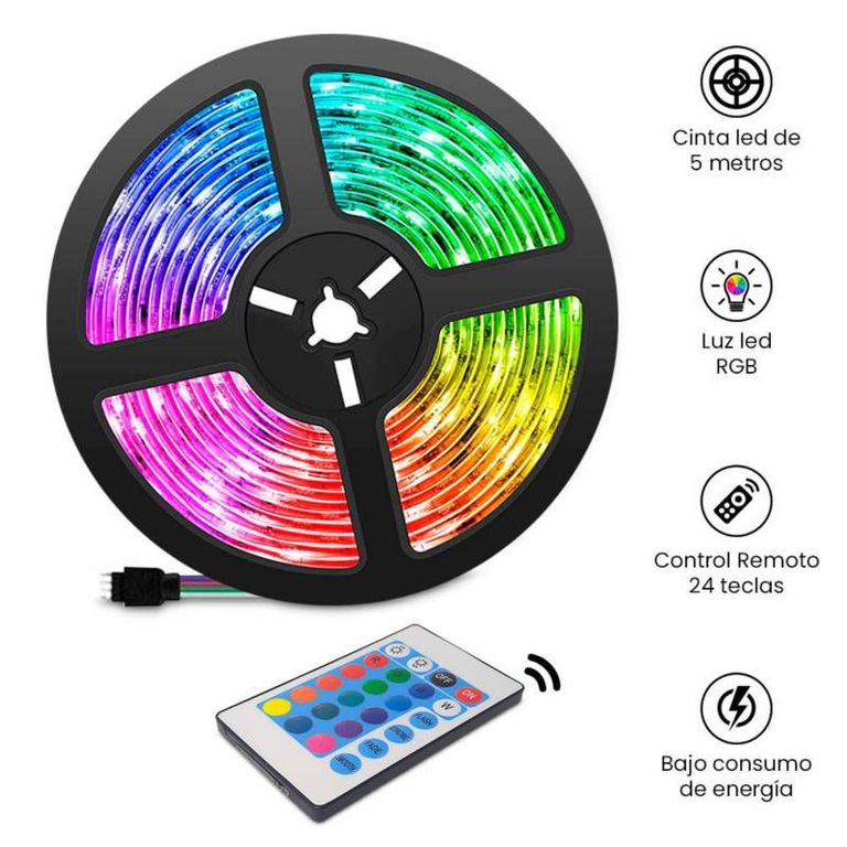 Cinta LED x 5 metros RGB con Control