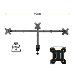 GENERICO - RACK PARA 3 MONITORES EN ESCRITORIO O MESA / NEGRO
