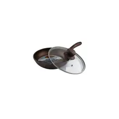 VALESKA - Sartén 24cm roca volcánica cerámica tapa de vidrio