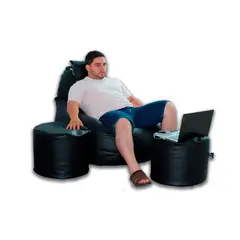 GENERICO - Puff Jumbo pack con taburete mundo puff peru negro