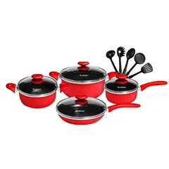 FINEZZA - SET DE OLLAS ANTIADHERENTES DE 13 PZAS FZ-1658T ROJO