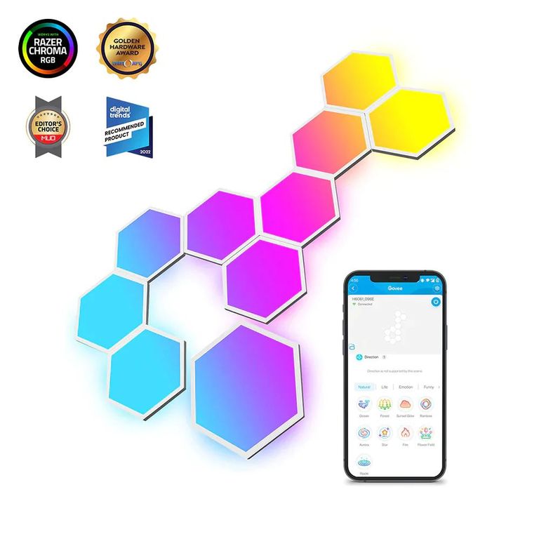 Paneles De Luz Hexagonales Rgbic - Paquete De 10