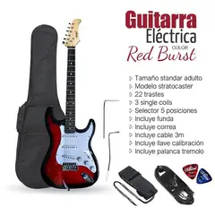 VOZZEX - GUITARRA ELÉCTRICA STRATOCASTER TAMAÑO ADULTO RED BURST