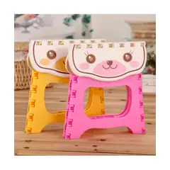 GRETAIL - Banquito Taburete Plegable Diseño Gatito Para Niños Amarillo