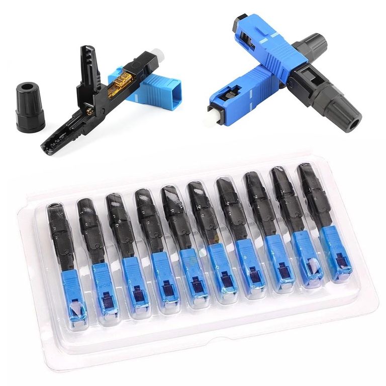 Blister 10 conector rapido Fibra optica SC/UPC SM 0.3dB FTTH 60mm