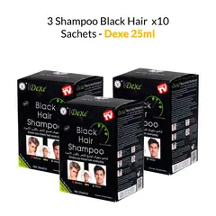 GENERICO - 3 Shampoo Black Hair x 10 Sachets - Dexe 25ml.