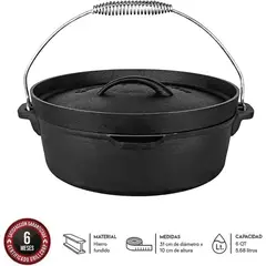 GRILLCORP - Olla holandesa de hierro fundido 6qt