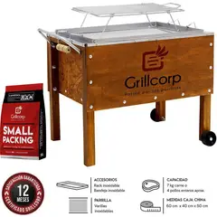 GRILLCORP - Caja china junior + parr varillas inoxidables + carbón 2kg