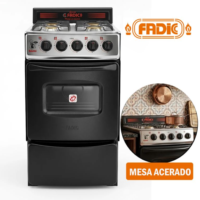 Cocina con respaldar y Horno 20 Sami 4H Negro