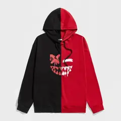 YANSUS - Polera Hombre Bicolor Rojo y Negro con Estampado