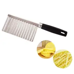 GENERICO - Cuchillo Cortador De Papas Fritas Acero Inox. Ondulado Mango Ergonómico