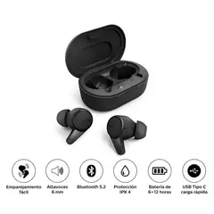 PHILIPS - Audífonos Bluetooth True Wireless TAT1207 Negro