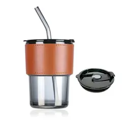 INSPIRA - Taza de Vidrio para Cafè con sorbete 400 ml Transparente
