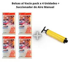 GENERICO - Bolsas Al Vacío + Succionador Manual Multicolor 4 Unidades