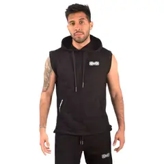 M MUSCLE MUSEUM - Polera Manga Cero Color Negro con Bolsillos delantero con cierre