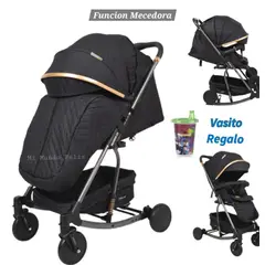 BABY HAPPY - Coche Mecedor para Bebe Llanta Amortiguacion Black