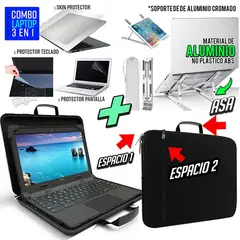 OEM - Maletin funda + Skin 3 en 1 p/ Laptop + Soporte de Aluminio