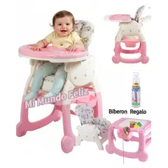 EBABY - Silla de Comer para Bebe 3 en 1 Rosa 2025