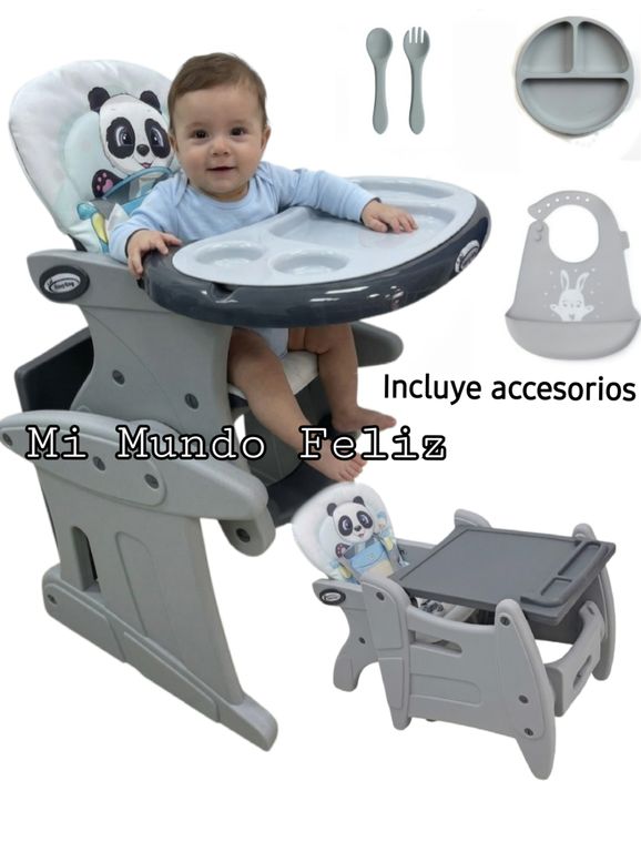 Silla de Comer para Bebe con Platito Babero Blue Fligth2026
