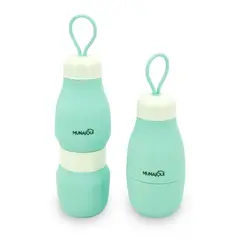 MUNAIQUI - Botella deportiva plegable de silicona marca color verde agua