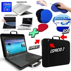 OEM - Maletin funda + Skin 3 en 1 p/ Laptop + Mouse Pad Almohadilla