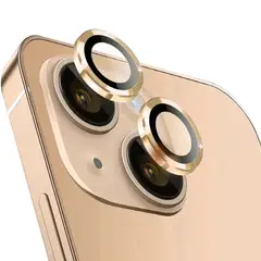 GENERICO - Protector de Cámara Metálico Compatible con iPhone 13-13 Mini Gold