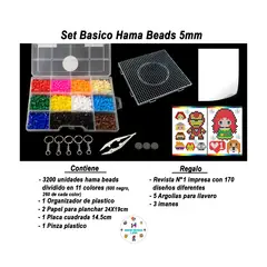 GENERICO - Hama Beads Set Básico 11 Colores P/ Manualidades +Organizador +Regalos