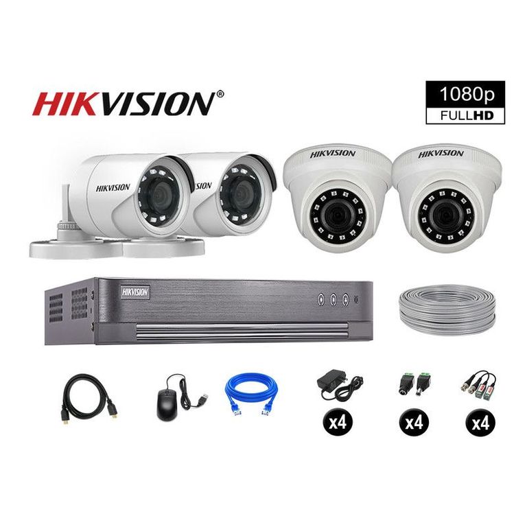 CÁMARAS SEGURIDAD KIT 4 FULL HD VIGILANCIA 1080P + CABLE HDMI