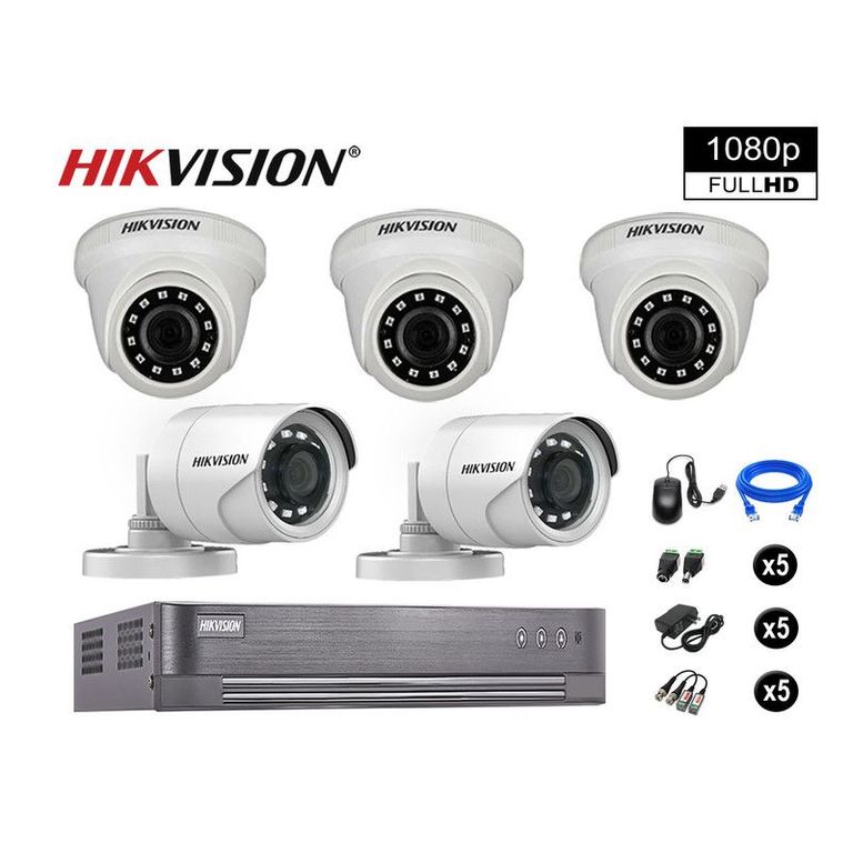 CÁMARAS SEGURIDAD KIT 5 FULL HD VIGILANCIA 1080P + CABLE HDMI