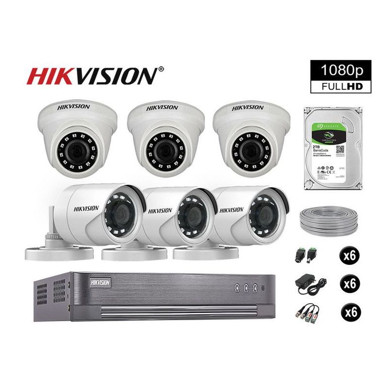 CÁMARAS SEGURIDAD KIT 6 FULL HD VIGILANCIA 1080P + DISCO 2TB COMPLETO