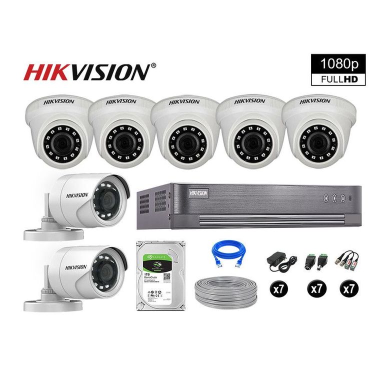CÁMARAS SEGURIDAD KIT 7 FULL HD VIGILANCIA 1080P + DISCO 1TB COMPLETO