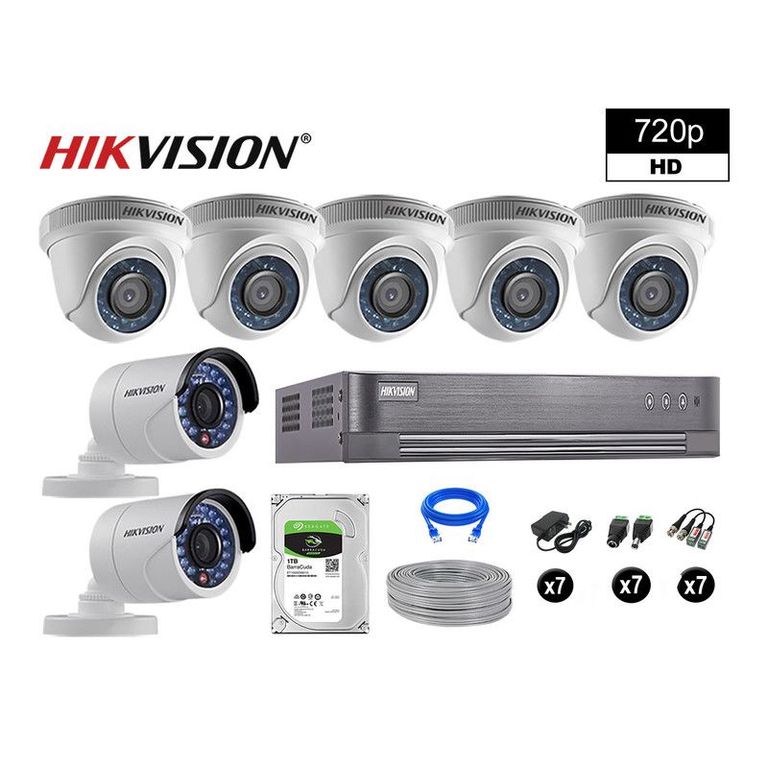 CÁMARAS SEGURIDAD KIT 7 HD 720P VIGILANCIA + DISCO 1TB COMPLETO P2P