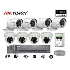 HIKVISION - CÁMARAS SEGURIDAD KIT 8 FULL HD VIGILANCIA 1080P + DISCO 1TB COMPLETO