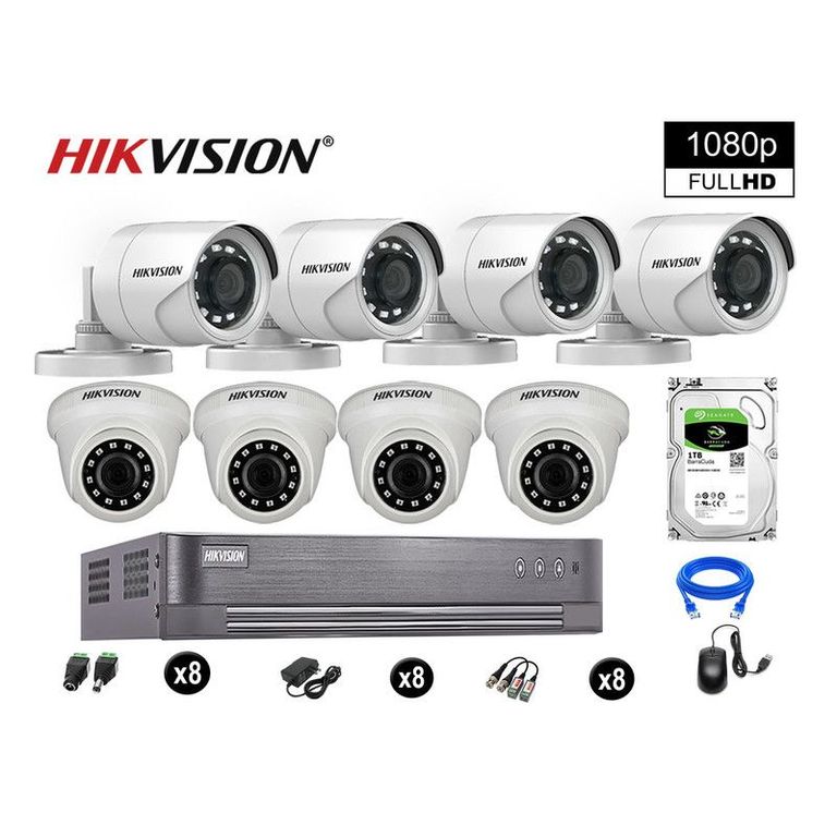 CÁMARAS SEGURIDAD KIT 8 FULL HD VIGILANCIA 1080P DISCO 1TB P2P