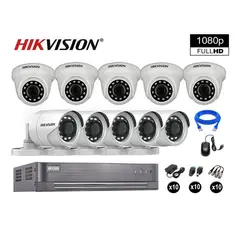 HIKVISION - CÁMARAS SEGURIDAD KIT 10 FULL HD VIGILANCIA 1080P + CABLE HDMI
