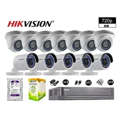 HIKVISION - CÁMARAS SEGURIDAD KIT 12 HD 720P VIGILANCIA + DISCO 1TB COMPLETO P2P