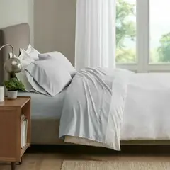 HOME BRANDS - Juego de Sabanas 1800 hilos Color Gris claro - 1.5 plazas