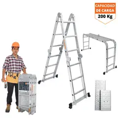 TRUPER - Escalera multiposición 12 peldaños articulada soporta 200kg,