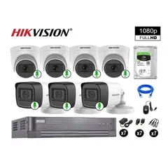 HIKVISION - CÁMARAS DE SEGURIDAD KIT 7 FULL HD 1080P CON AUDIO VIGILANCIA + 2TB