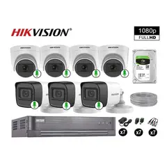 HIKVISION - CÁMARAS DE SEGURIDAD KIT 7 FULL HD 1080P CON AUDIO VIGILANCIA + 1TB