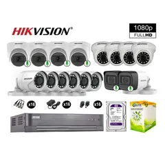HIKVISION - CÁMARAS SEGURIDAD KIT 16 FULL HD VIGILANCIA 6 CAMARAS CON AUDIO 2TB