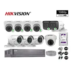 HIKVISION - CÁMARAS SEGURIDAD KIT 10 FULL HD VIGILANCIA 6 CAMARAS CON AUDIO 2TB