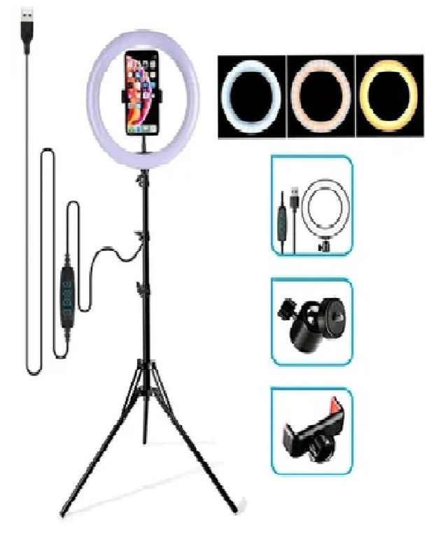 Combo Influencer Aro LED de 26 cm + Trípode de 2.1 m