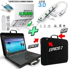 OEM - Funda Maletin + Soporte para Laptop + Hub 4 puerto tipo c a usb 3.0