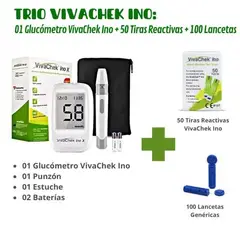 GENERICO - TRIO VIVA CHEK: GLUCOMETRO VIVA-CHEK INO, 50 TIRAS Y 100 LANCETAS