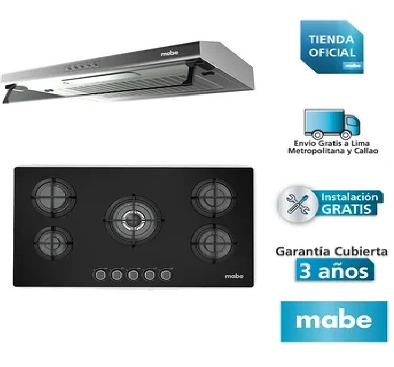 COMBO Encimera a gas 5 hornillas PM8655GV0+Campana CMU9020PI0