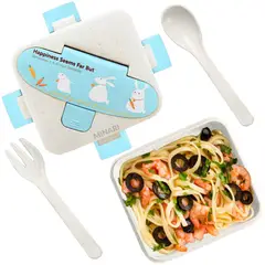 MINARI - Táper Lonchera de Frutas Alimentos para Niños y Cubiertos Azul L97