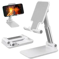 MINARI - Soporte de Celular Ajustable Plegable para Escritorio Blanco C07