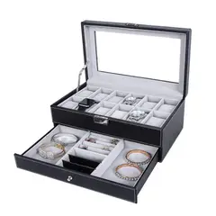 GENERICO - Caja Porta Relojes 12 Espacios Mas Joyero