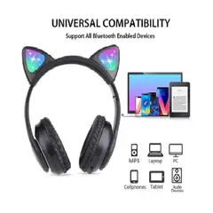 GENERICO - AUDIFONO GATITO BLUETOOTH SONIDO ESTEREO CON MICROFONO LUZ RGB